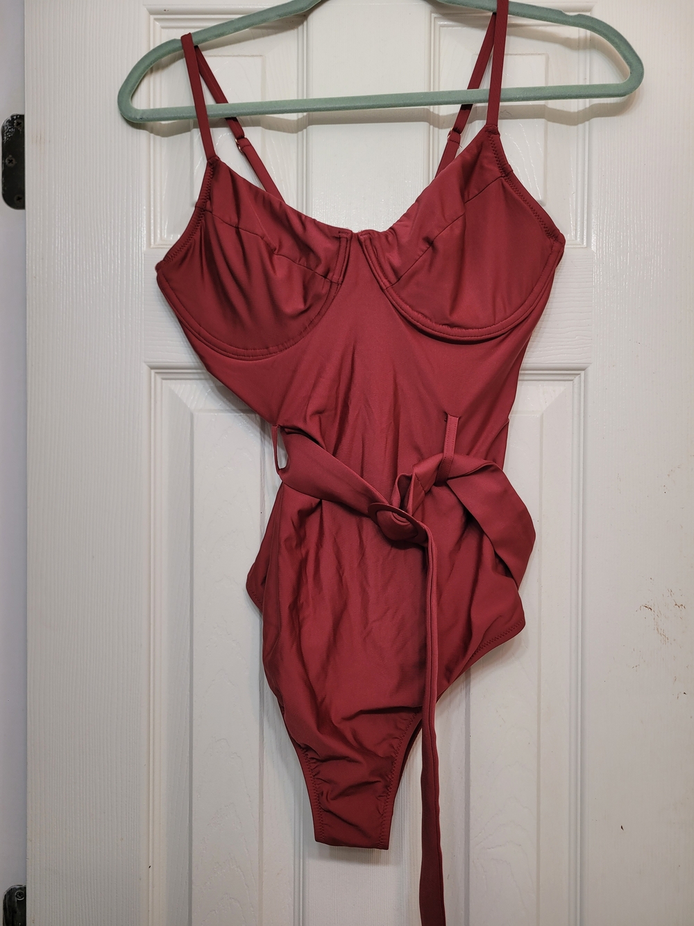 Source Unknown Dusky Rose One-Piece Swimsuit with Tie Waist